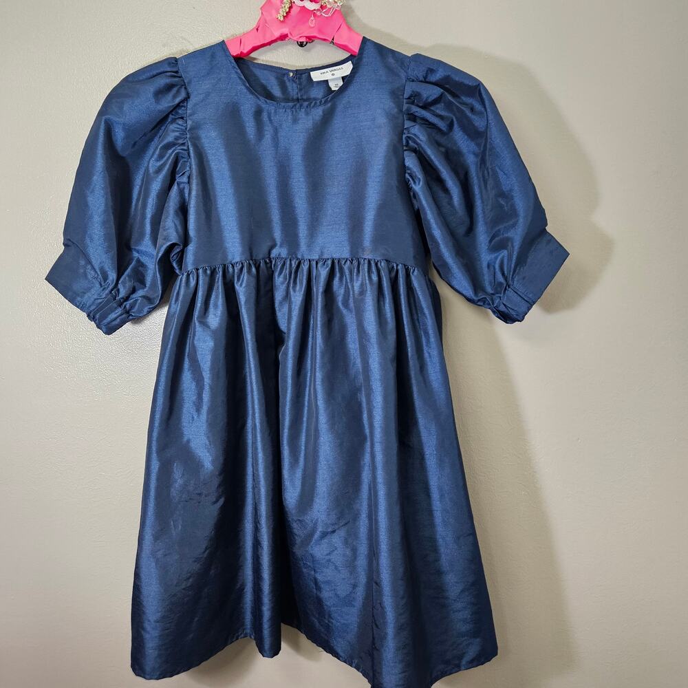 Kika Vargas Womens XS Navy Puff Sleeve Mini Dress Empire Waist Coquette Regency